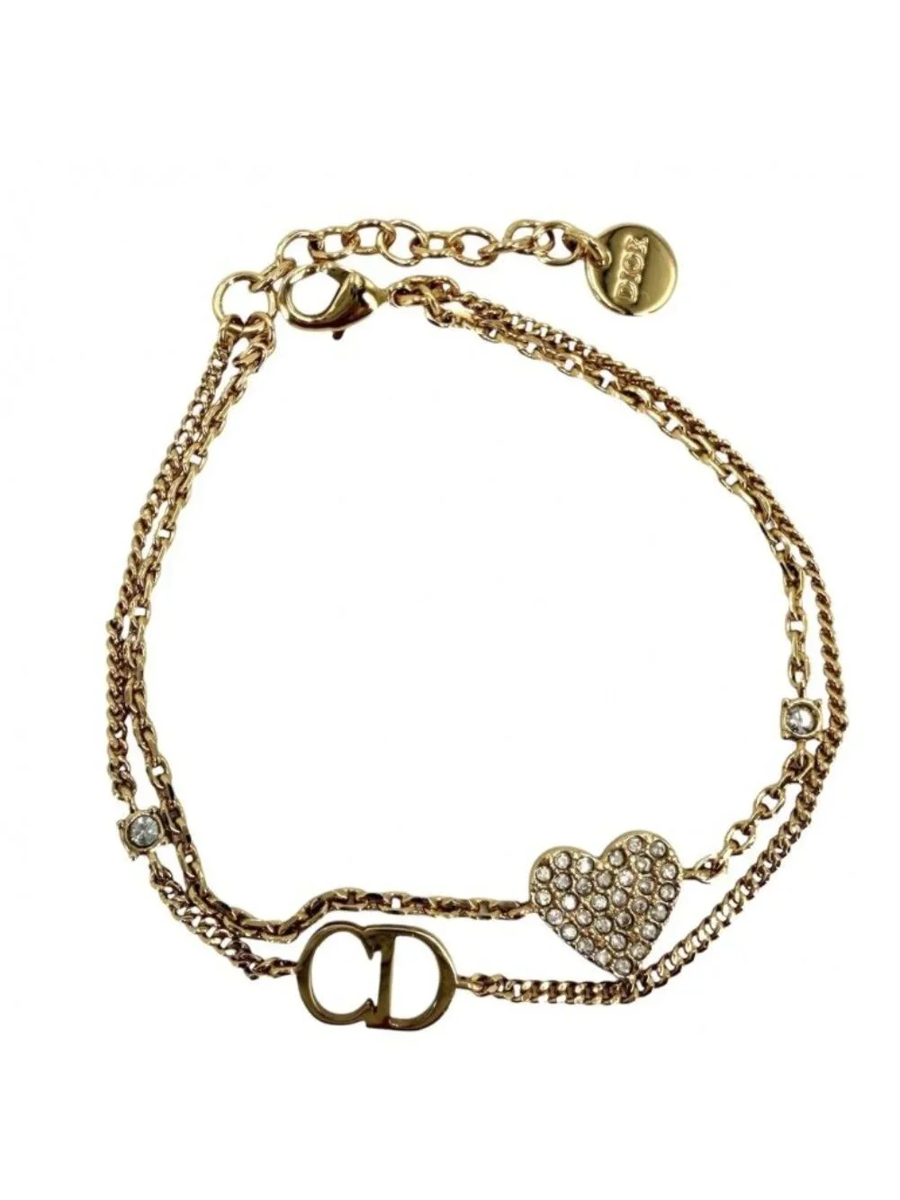 Dior Double Strand Clair D Lune Accessory Heart Aja Star Rhinestone Gold